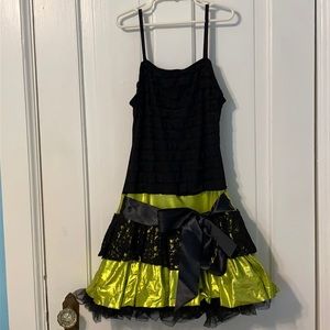 Ruffled black and green dance dress